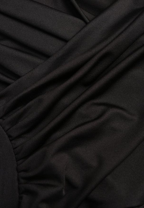 Renee - Czarne Kopertowe Body Bez Rękawów Edalwen. Okazja: na imprezę. Kolor: czarny. Materiał: skóra. Długość rękawa: bez rękawów. Styl: elegancki