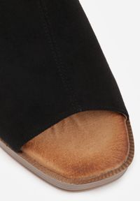 Renee - Czarne Sandały VICES na Słupku i Platformie Stylizowanych na Drewniane Lobenti. Zapięcie: sprzączka. Kolor: czarny. Materiał: jeans. Sezon: lato. Obcas: na platformie #3