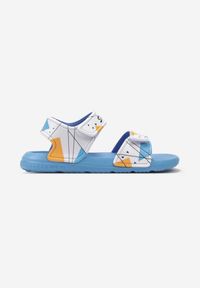 Born2be - Jasnoniebieskie Sandały na Rzepy z Geometrycznymi Wzorami Sarniema. Zapięcie: rzepy. Kolor: niebieski. Wzór: geometria. Styl: wakacyjny