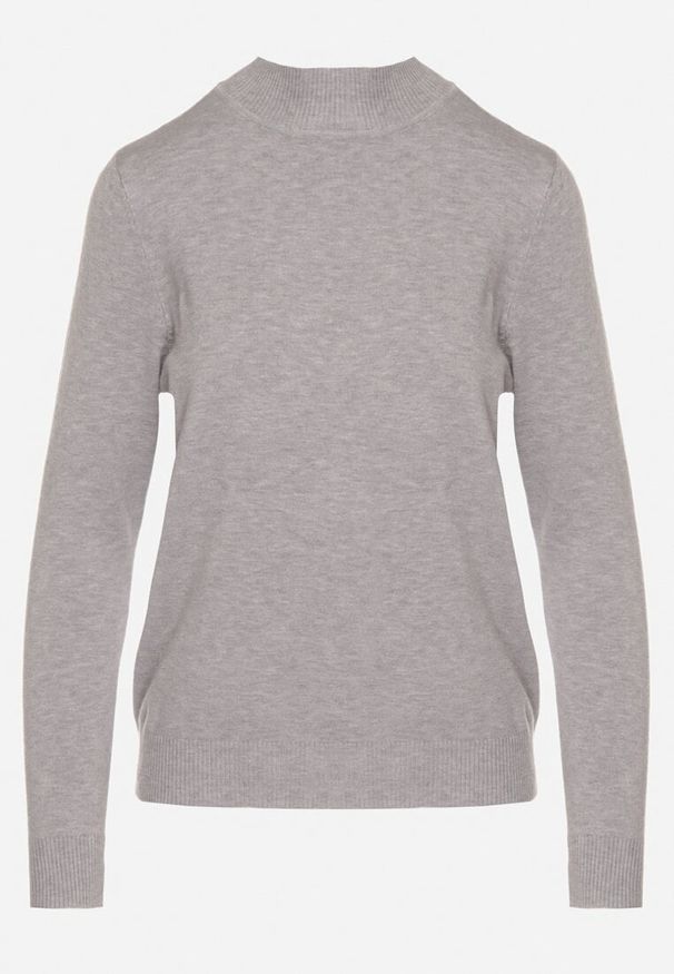 Born2be - Szary Gładki Sweter z Półgolfem w Stylu Casual Unallia. Okazja: na co dzień. Kolor: szary. Materiał: jeans. Długość rękawa: długi rękaw. Długość: długie. Wzór: gładki. Styl: casual