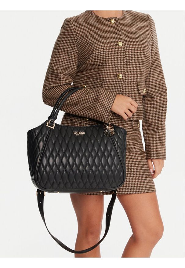 Guess Torebka Valla HWQG81 22220 Czarny. Kolor: czarny. Materiał: skórzane