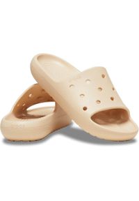 Klapki plażowe dla dorosłych Crocs Classic Slide V2. Okazja: na plażę. Kolor: beżowy, żółty. Materiał: syntetyk, materiał. Styl: sportowy
