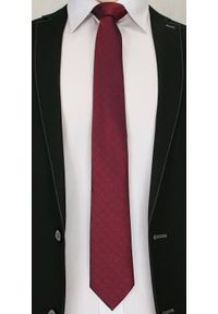 Krawat Męski z Drobnym Wzorkiem - Chattier- 6,7 cm - Czerwień. Kolor: czerwony. Materiał: tkanina. Styl: wizytowy, elegancki #2