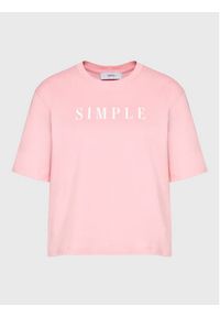 Simple T-Shirt TSD501 Różowy Cropped Fit. Kolor: różowy. Materiał: bawełna