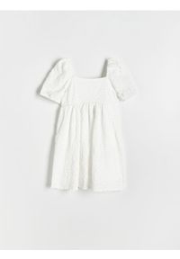 Reserved - Bawełniana sukienka z bufkami - złamana biel. Materiał: bawełna