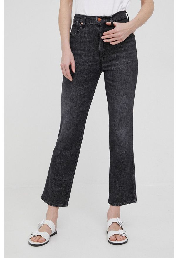 Wrangler jeansy WILD WEST GRANITE damskie high waist. Stan: podwyższony. Kolor: czarny