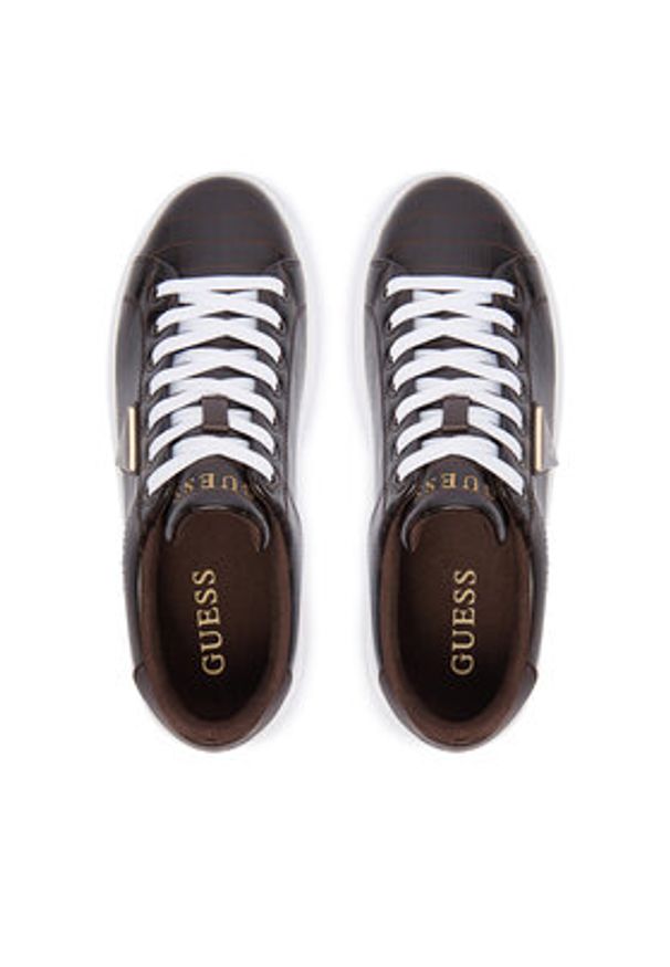 Guess Sneakersy FLFD15 PEL12 Brązowy. Kolor: brązowy. Materiał: skóra