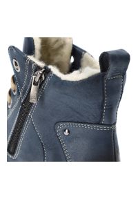 Granatowe Trzewiki Armodo Ciepłe Obuwie Damskie. Okazja: na co dzień. Zapięcie: zamek. Kolor: niebieski. Materiał: skóra, jeans, futro, syntetyk. Sezon: zima. Obcas: na koturnie. Styl: klasyczny, casual, elegancki, sportowy #6