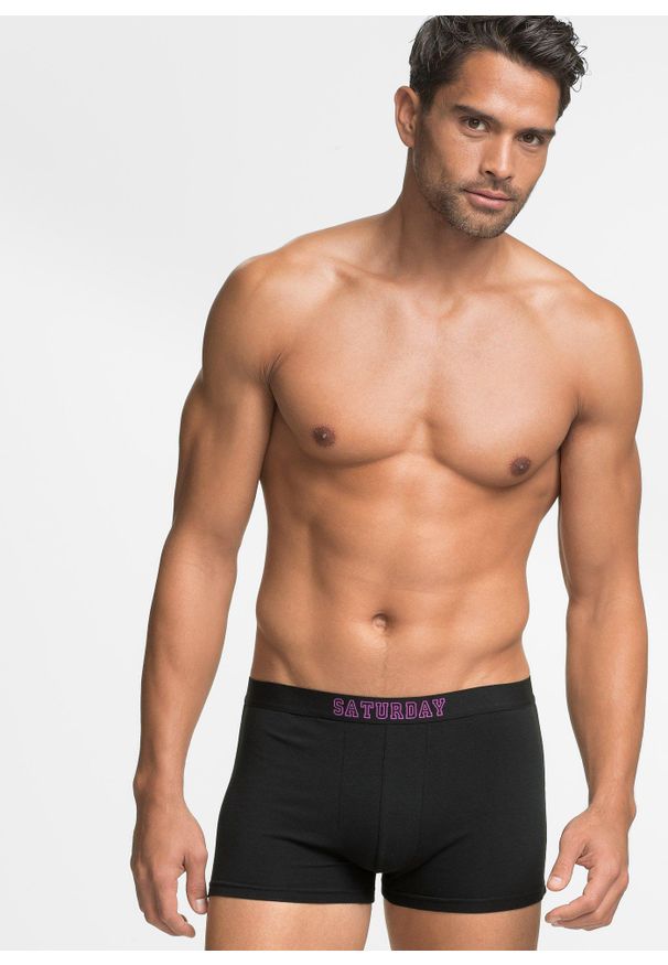 bonprix - Bokserki o dopasowanym fasonie z bawełną (7 par). Kolor: czarny. Materiał: bawełna