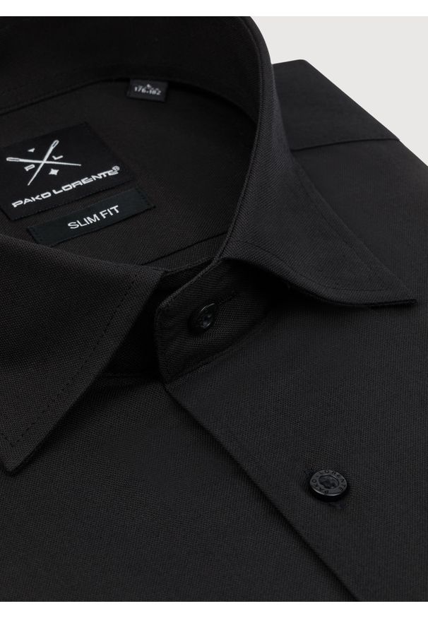 Pako Lorente - PAKO LORENTE – Męska elegancka koszula w kolorze czarnym. Okazja: na wesele, na ślub cywilny. Kolor: czarny. Materiał: bawełna. Długość rękawa: długi rękaw. Długość: długie. Wzór: gładki. Styl: elegancki