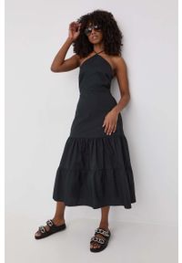 Patrizia Pepe sukienka bawełniana kolor czarny maxi rozkloszowana. Kolor: czarny. Materiał: bawełna. Długość: maxi #4