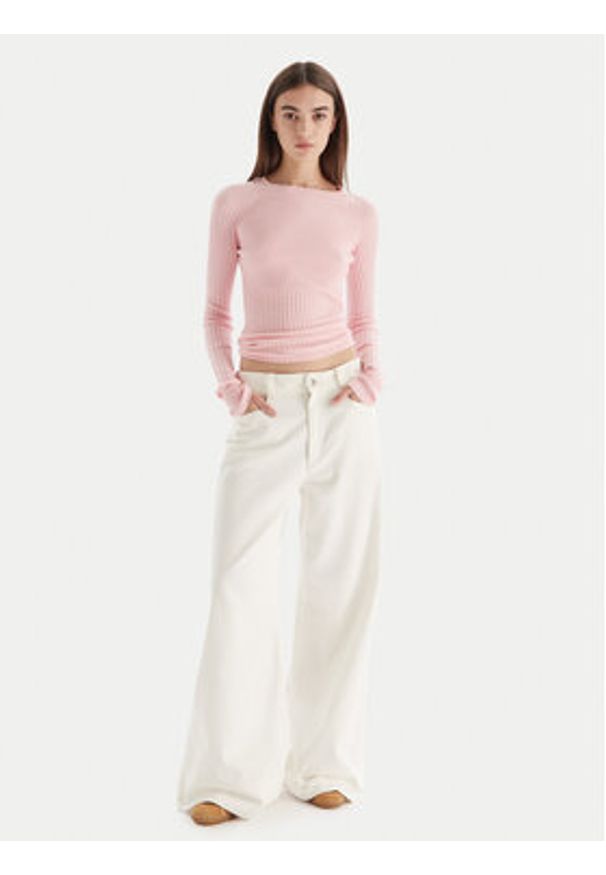 Patrizia Pepe Sweter 2K0337/K7S0-M555 Różowy Regular Fit. Kolor: różowy. Materiał: syntetyk