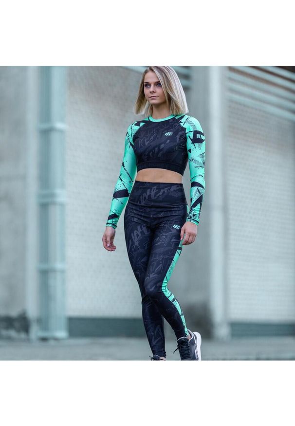 Legginsy sportowe damskie z wysokim stanem EXTREME HOBBY NEO. Stan: podwyższony. Kolor: zielony. Materiał: poliester, elastan
