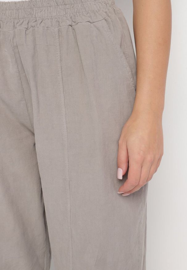 Born2be - Szare Klasyczne Spodnie z Bawełny z Wysokim Stanem Isesi. Okazja: na co dzień. Stan: podwyższony. Kolor: szary. Materiał: bawełna. Styl: klasyczny