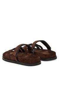 Tory Burch Klapki Ines Sport Slide 163481 Brązowy. Kolor: brązowy. Materiał: zamsz, skóra. Styl: sportowy #3