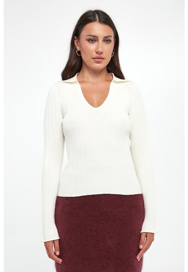 Marella - Sweter damski prążkowany Binomio MARELLA SPORT. Materiał: prążkowany. Styl: sportowy