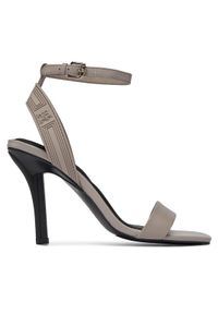 TOMMY HILFIGER - Tommy Hilfiger Sandały Sporty Leather High Heel Sandal FW0FW07795 Beżowy. Kolor: beżowy. Materiał: skóra. Styl: sportowy