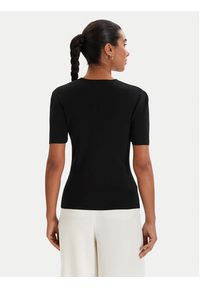 Karl Lagerfeld - KARL LAGERFELD Bluzka B1W18014 Czarny Slim Fit. Typ kołnierza: dekolt w karo. Kolor: czarny. Materiał: wiskoza #3