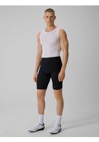 4f - 4F Spodenki kolarskie z żelową wkładką męskie - czarne M. Kolor: czarny. Materiał: skóra, materiał, włókno. Długość: długie. Sport: kolarstwo #1