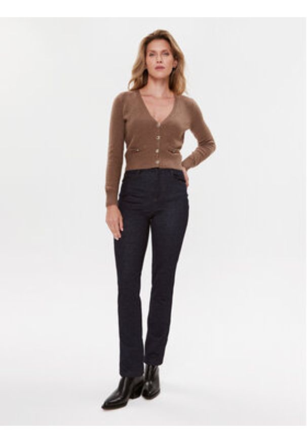Guess Kardigan W3BR15 Z2QA0 Brązowy Regular Fit. Kolor: brązowy. Materiał: syntetyk