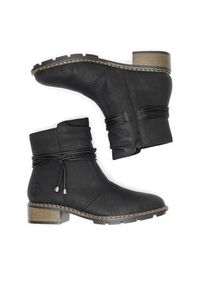 Rieker Botki 77263-00 Czarny. Kolor: czarny. Materiał: materiał #7