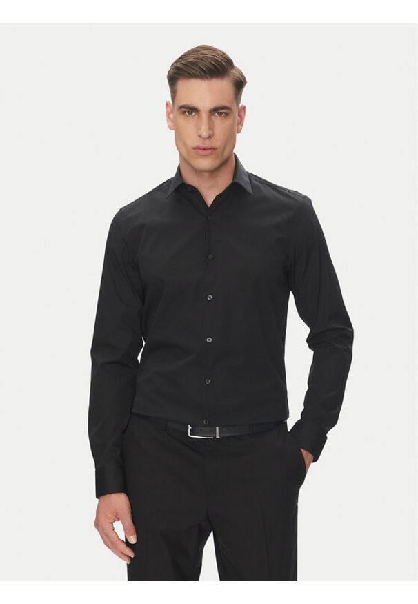 Calvin Klein Koszula Essential LV019EU000 Czarny Slim Fit. Kolor: czarny. Materiał: bawełna
