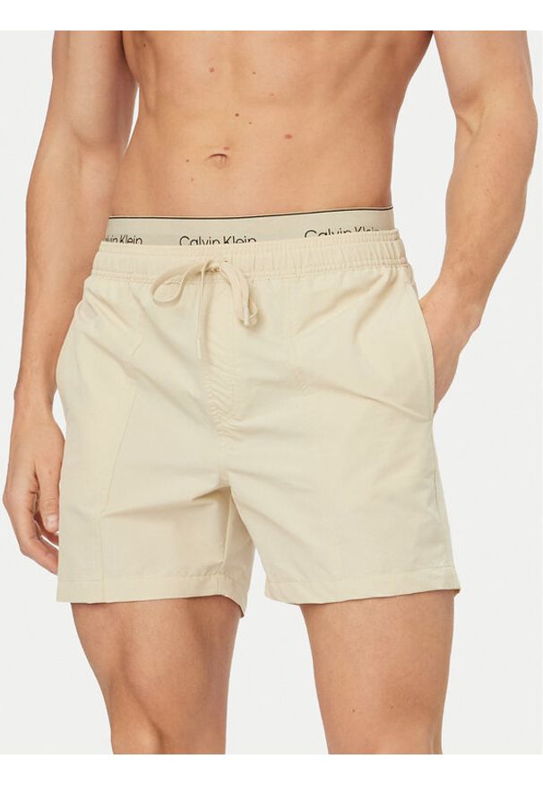 Calvin Klein Swimwear Szorty kąpielowe LV00N61017 Szary Regular Fit. Kolor: szary. Materiał: syntetyk