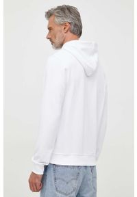 Guess bluza męska kolor biały z kapturem z aplikacją. Typ kołnierza: kaptur. Kolor: biały. Wzór: aplikacja #5