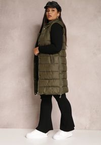 Renee - Zielona Kamizelka Pikowana Długa Liccia. Okazja: na co dzień. Kolor: zielony. Długość rękawa: bez rękawów. Długość: długie. Wzór: aplikacja. Styl: casual #5