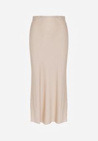 Renee - Beżowa Koktajlowa Spódnica z Satyny o Rozkloszowanym Kroju Zinnivira. Kolor: beżowy. Materiał: satyna. Styl: wizytowy #6