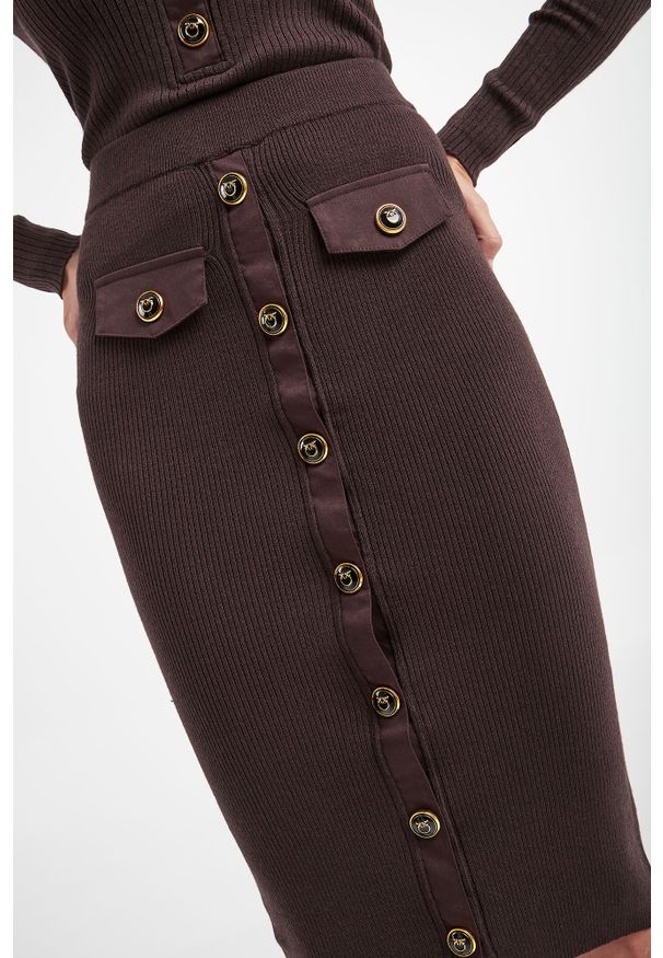 Pinko - Spódnica z wełną Applepie PINKO. Materiał: wełna. Wzór: prążki