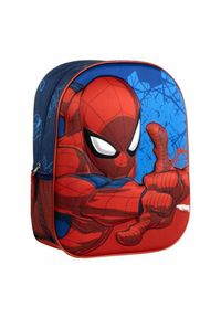 SPIDERMAN - Plecak szkolny 3D Spider-Man Niebieski. Kolor: niebieski. Materiał: poliester. Wzór: motyw z bajki #1