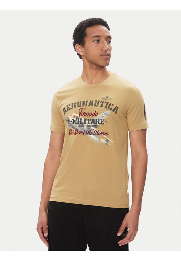 Aeronautica Militare T-Shirt 251TS2406J641 Beżowy Regular Fit. Kolor: beżowy. Materiał: bawełna