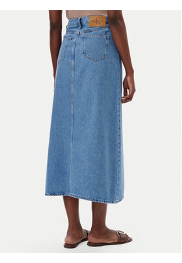 Calvin Klein Jeans Spódnica jeansowa J20J225192 Niebieski Regular Fit. Kolor: niebieski. Materiał: bawełna