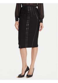 Elisabetta Franchi Spódnica ołówkowa GO-124-57E2-V460 Czarny Slim Fit. Kolor: czarny. Materiał: syntetyk