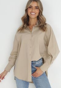 Born2be - Beżowa Koszula Doriemara. Kolor: beżowy. Długość rękawa: długi rękaw. Długość: długie #1