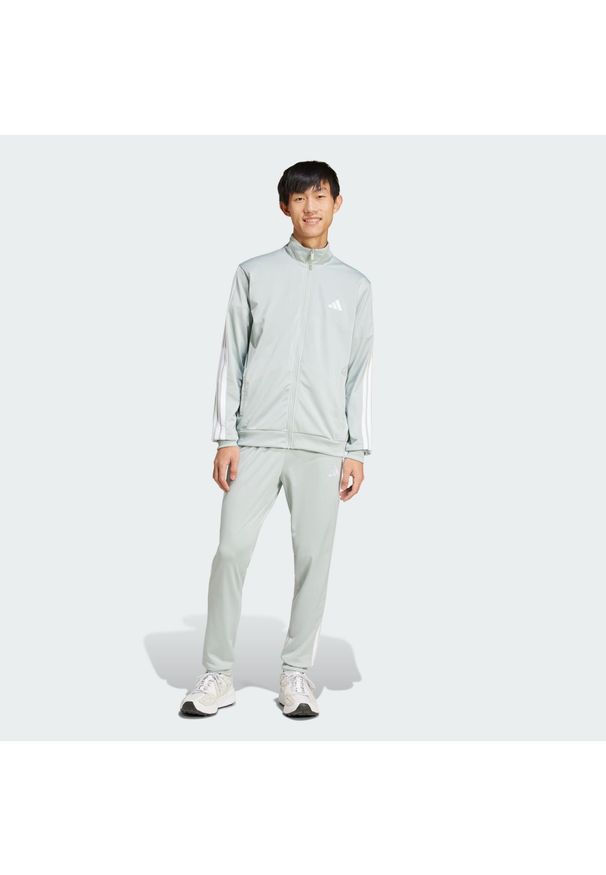 Adidas - Dres Sportswear Basic 3-Stripes Tricot. Kolor: szary. Materiał: dresówka