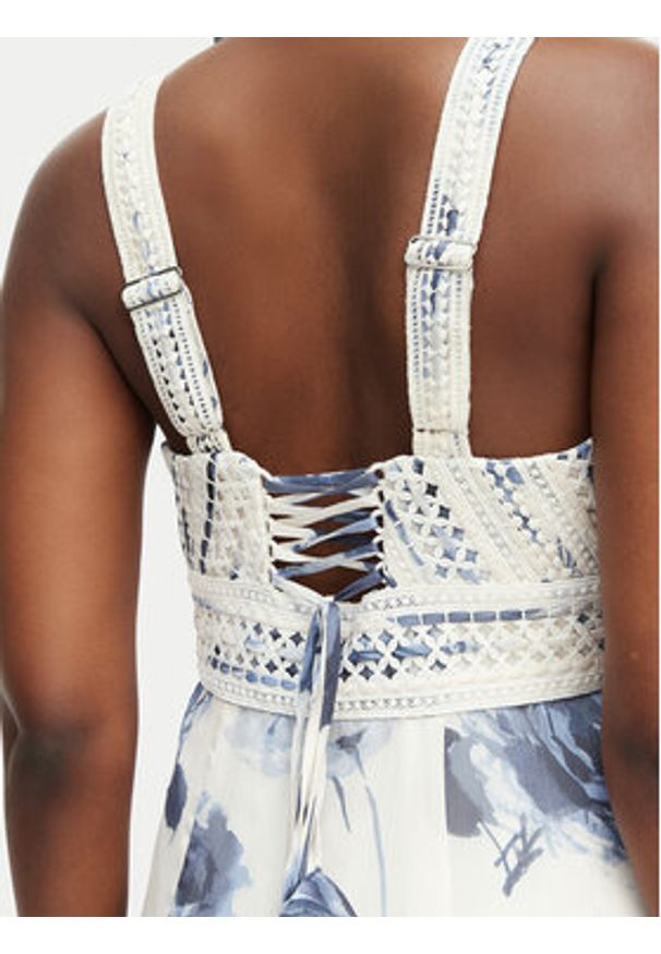 Guess Sukienka wieczorowa W3YK54 WCWF2 Kremowy Regular Fit. Kolor: kremowy. Materiał: syntetyk. Styl: wizytowy