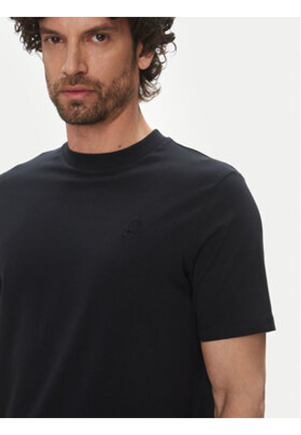Karl Lagerfeld - KARL LAGERFELD T-Shirt 755750 552221 Granatowy Regular Fit. Typ kołnierza: dekolt w karo. Kolor: niebieski. Materiał: bawełna