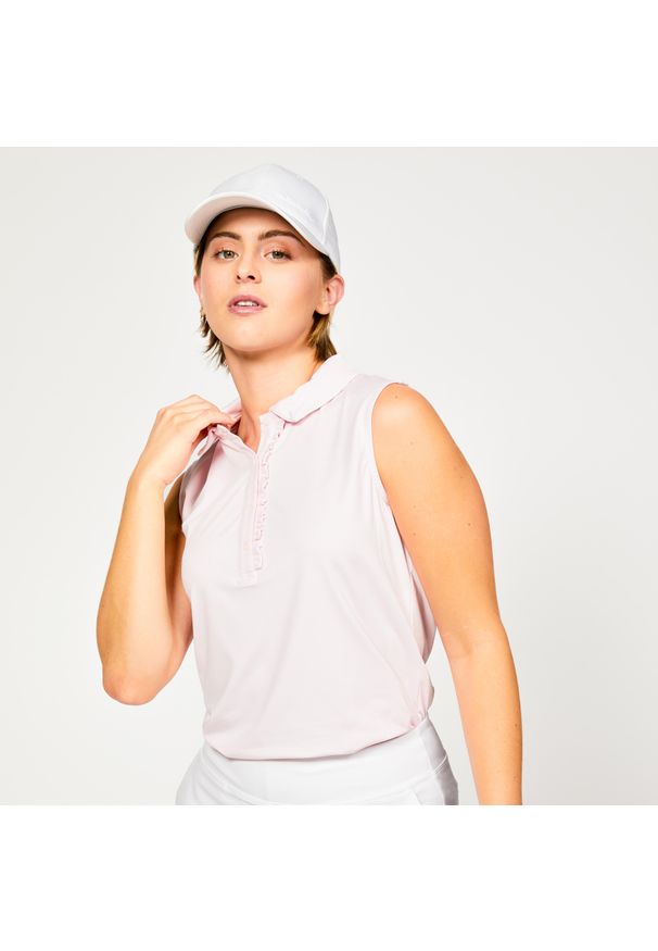 INESIS - Polo bez rękawów do golfa damskie Inesis WW 500. Typ kołnierza: golf, polo. Kolor: różowy. Materiał: materiał, poliester, elastan. Długość rękawa: bez rękawów. Styl: elegancki