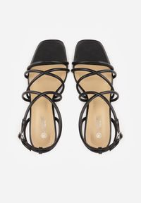 Renee - Czarne Sandały na Szpilce z Cienkimi Paseczkami i Kwadratowym Noskiem Danita. Okazja: na co dzień, na imprezę. Kolor: czarny. Materiał: skóra, koronka. Obcas: na szpilce. Styl: casual #2