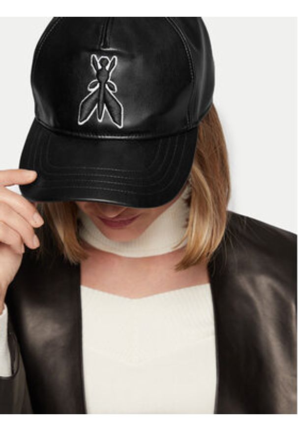 Patrizia Pepe Czapka z daszkiem 8F1650/E005-K103 Czarny. Kolor: czarny. Materiał: skóra