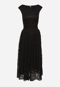Born2be - Czarna Koronkowa Sukienka o Rozkloszowanym Kroju z Odkrytymi Plecami Nelamia. Okazja: na co dzień, na imprezę. Kolor: czarny. Materiał: koronka. Długość rękawa: bez rękawów. Styl: casual, elegancki, wizytowy #2