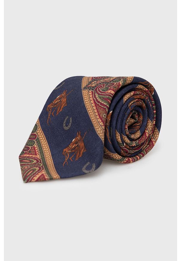 Polo Ralph Lauren krawat wełniany kolor granatowy. Kolor: niebieski. Materiał: wełna