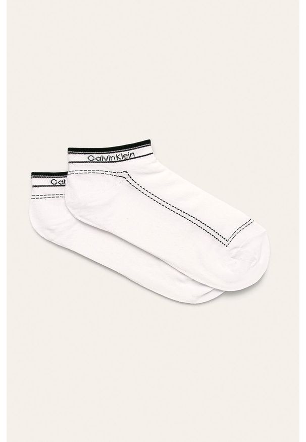 Calvin Klein - Skarpetki (2-pack). Kolor: biały. Materiał: bawełna, materiał, poliamid, elastan. Wzór: nadruk