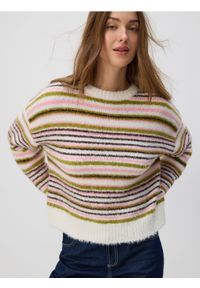 Reserved - Sweter w paski - wielobarwny. Materiał: wełna, dzianina. Wzór: paski