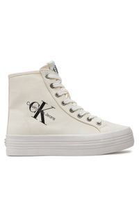 Calvin Klein Jeans Sneakersy Vulcanized Flatform Mid Cut YW0YW00646 Biały. Kolor: biały. Materiał: materiał