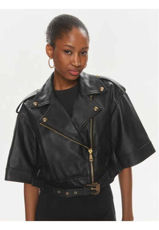 Versace Jeans Couture Kurtka skórzana 76HAVP02 Czarny Regular Fit. Kolor: czarny. Materiał: skóra