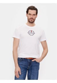 TOMMY HILFIGER - Tommy Hilfiger T-Shirt Global Stripe MW0MW34388 Biały Regular Fit. Kolor: biały. Materiał: bawełna