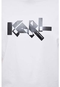 Karl Lagerfeld t-shirt męski kolor biały z nadrukiem. Kolor: biały. Materiał: materiał, dzianina. Wzór: nadruk #2